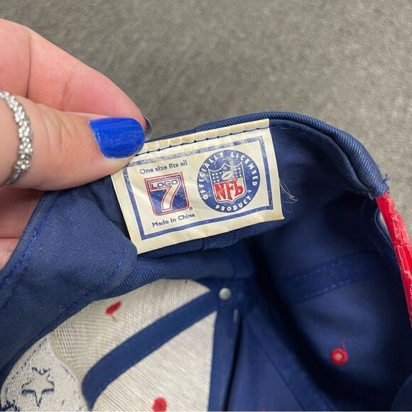 Vintage New England Patriots Logo 7 NFL SnapBack Adjustable Blue Hat Cap - Picture 5 of 6